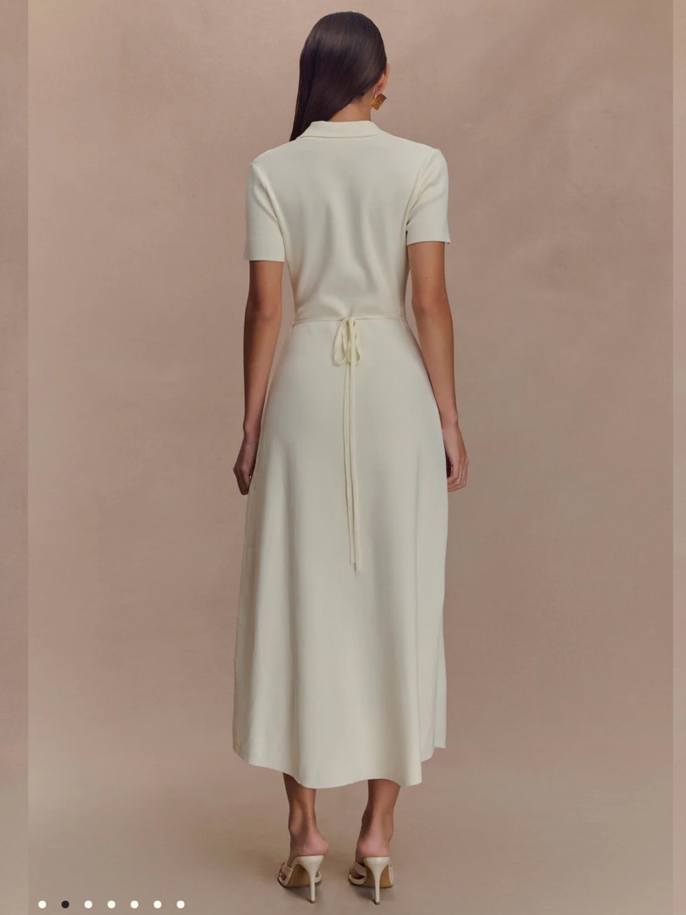 Meshki Pearson Cream Button-Front Short Sleeve Midi Dress - Picture 2 of 4